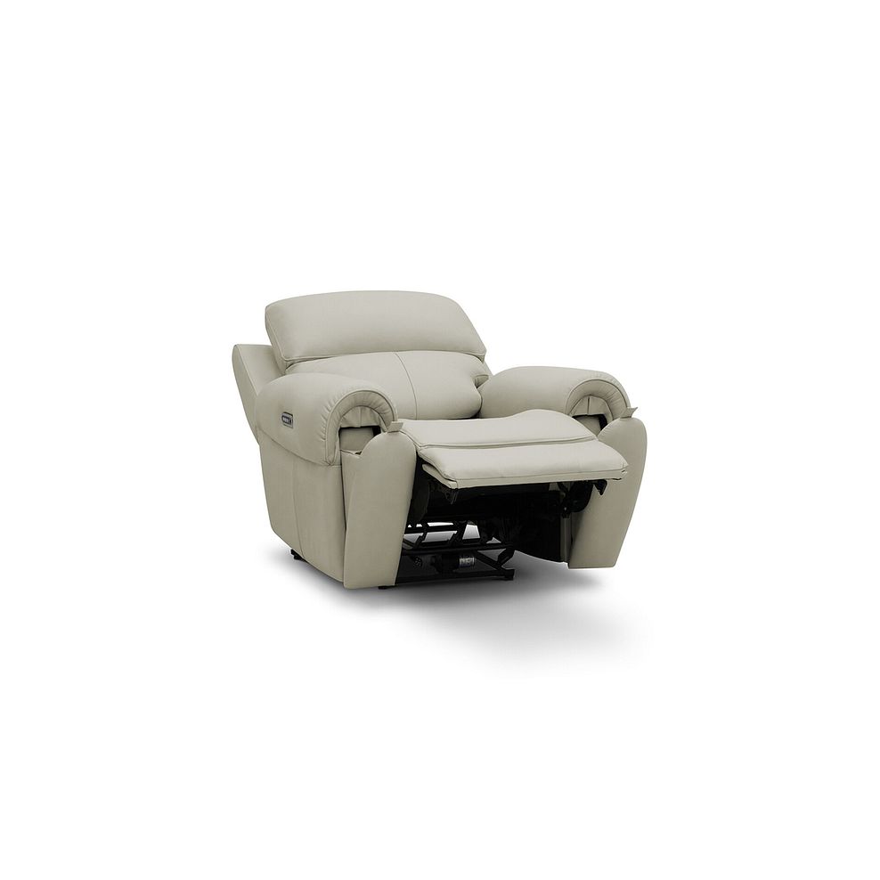 Ezra Electric Recliner Armchair with Power Headrest & Lumbar Support in Bone China Leather 4