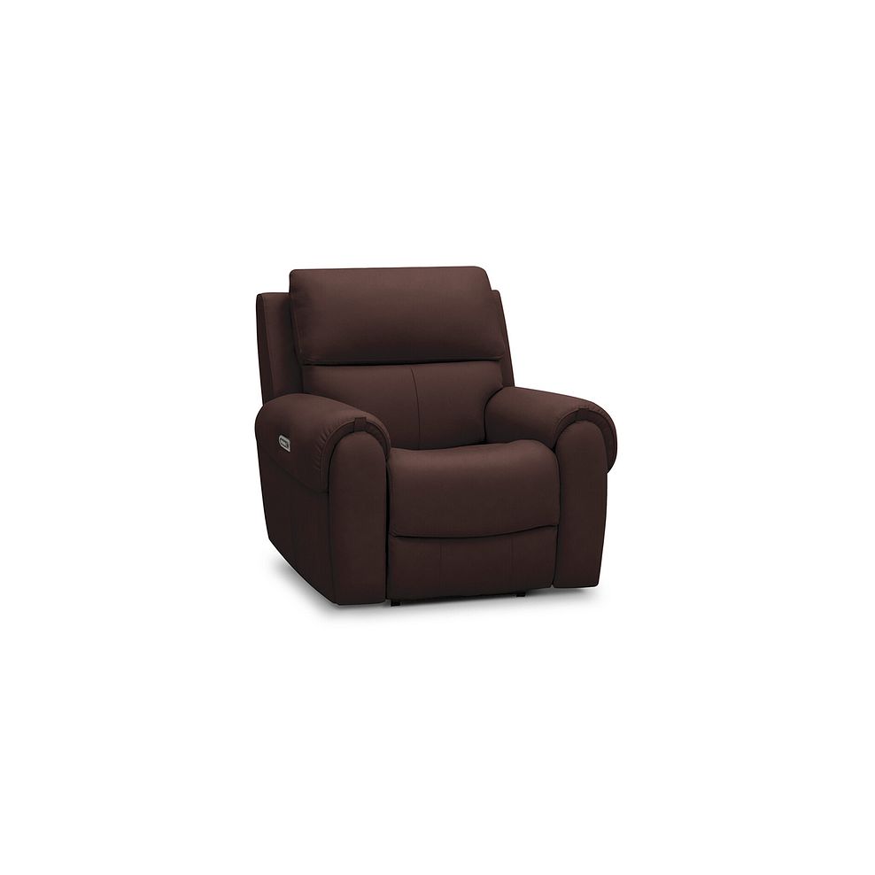 Ezra Electric Recliner Armchair with Power Headrest & Lumbar Support in Chestnut Leather 1