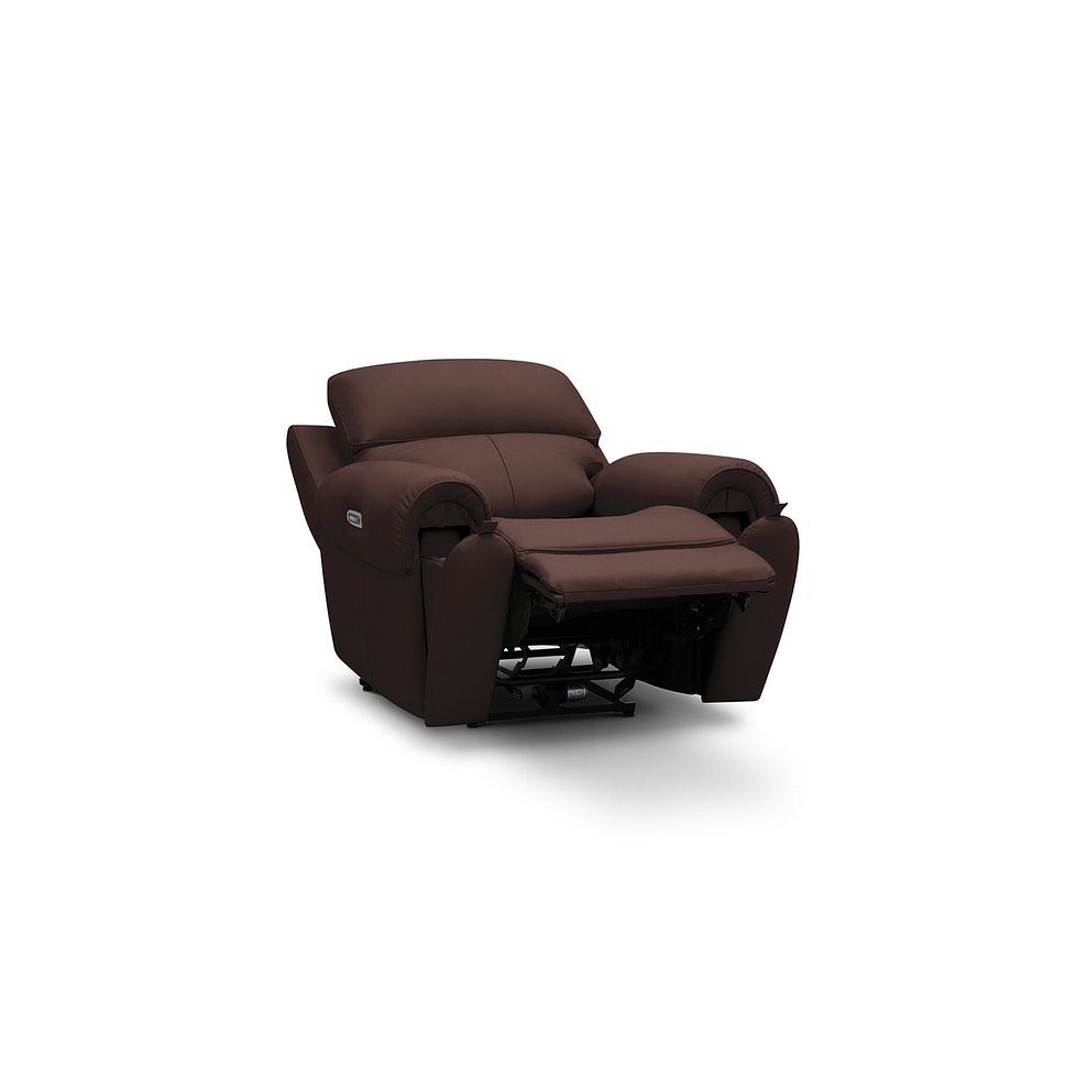 Ezra Electric Recliner Armchair with Power Headrest & Lumbar Support in Chestnut Leather 4