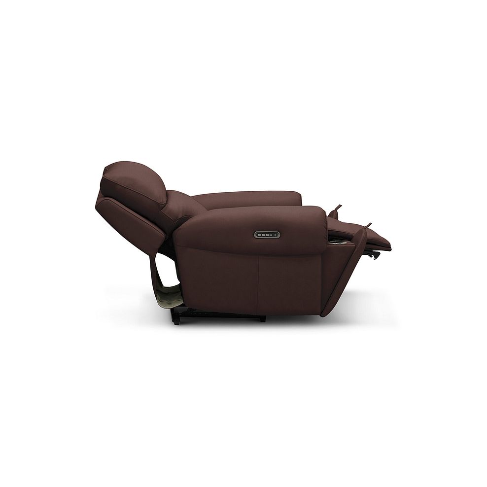 Ezra Electric Recliner Armchair with Power Headrest & Lumbar Support in Chestnut Leather 7