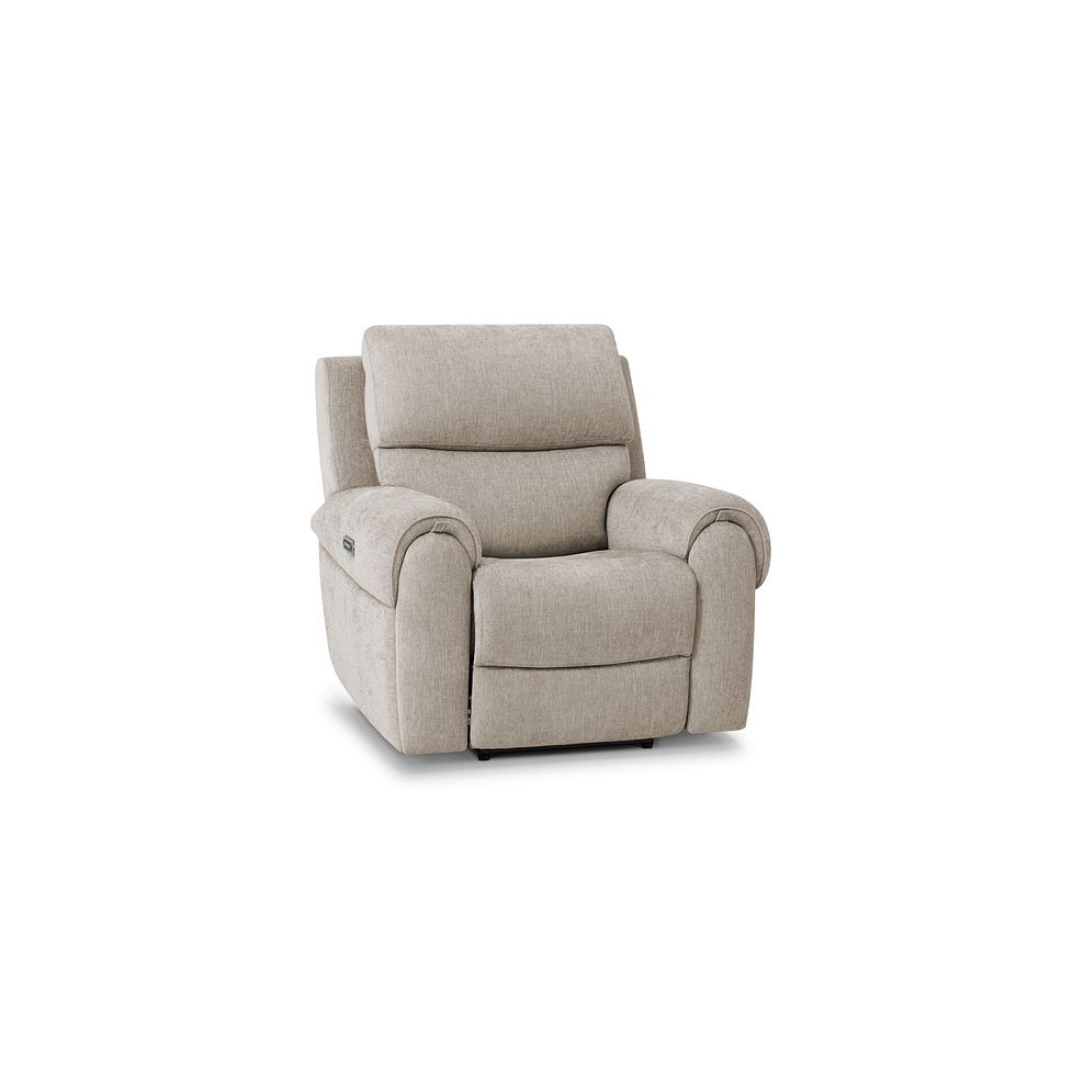 Ezra Electric Recliner Armchair with Power Headrest  Lumbar Support in Darwin Mink Fabric 3