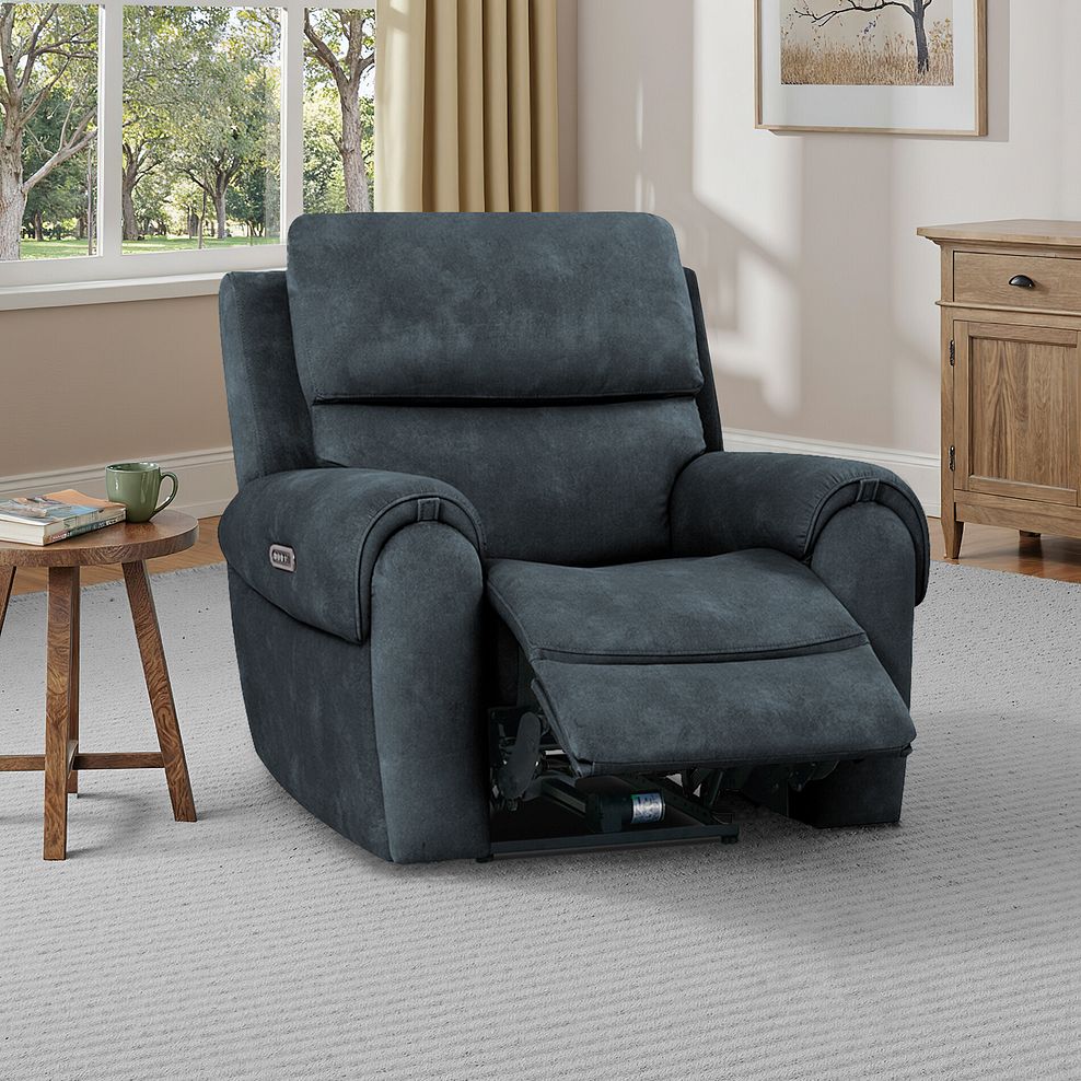 Ezra Electric Recliner Armchair with Power Headrest & Lumbar Support in Dexter Shadow Fabric 1