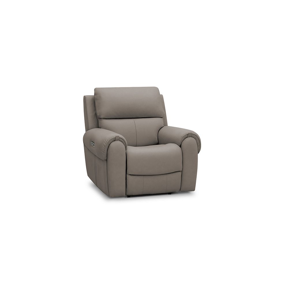 Ezra Electric Recliner Armchair with Power Headrest  Lumbar Support in Oyster Leather 1