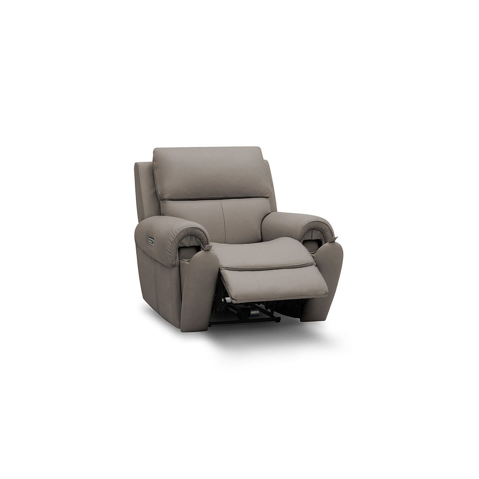 Ezra Electric Recliner Armchair with Power Headrest  Lumbar Support in Oyster Leather 2
