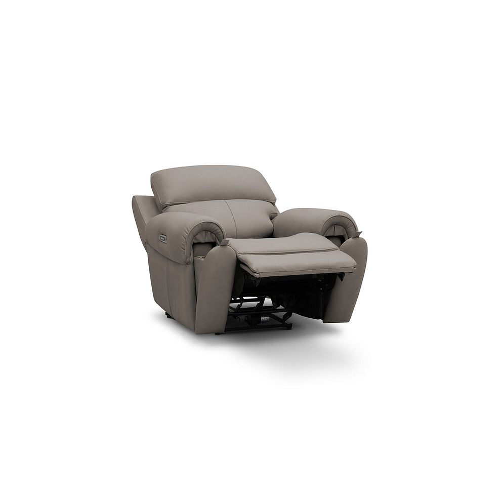 Ezra Electric Recliner Armchair with Power Headrest  Lumbar Support in Oyster Leather 4