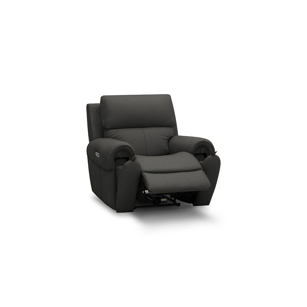 Ezra Electric Recliner Armchair with Power Headrest & Lumbar Support in Storm Leather 3