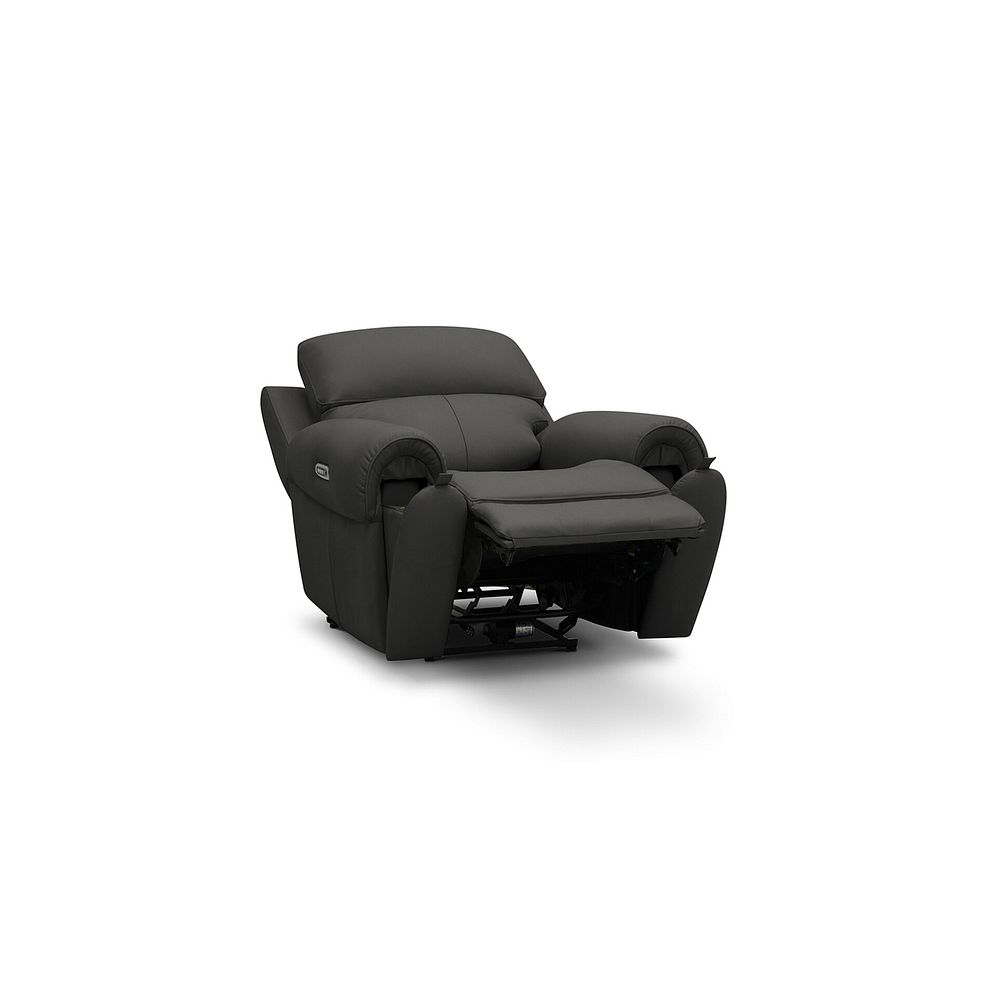 Ezra Electric Recliner Armchair with Power Headrest & Lumbar Support in Storm Leather 4