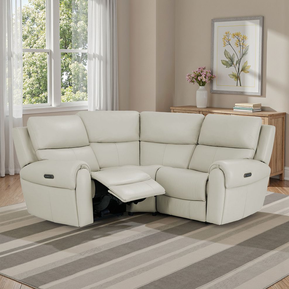 Ezra Group 1 Electric Recliner with Power Headrest & Lumbar Support in Bone China Leather 1