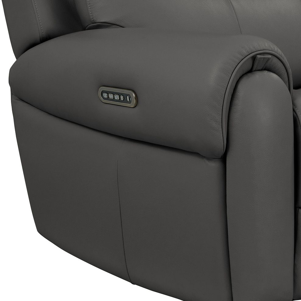 Ezra Group 1 Electric Recliner with Power Headrest & Lumbar Support in Elephant Grey Leather 9