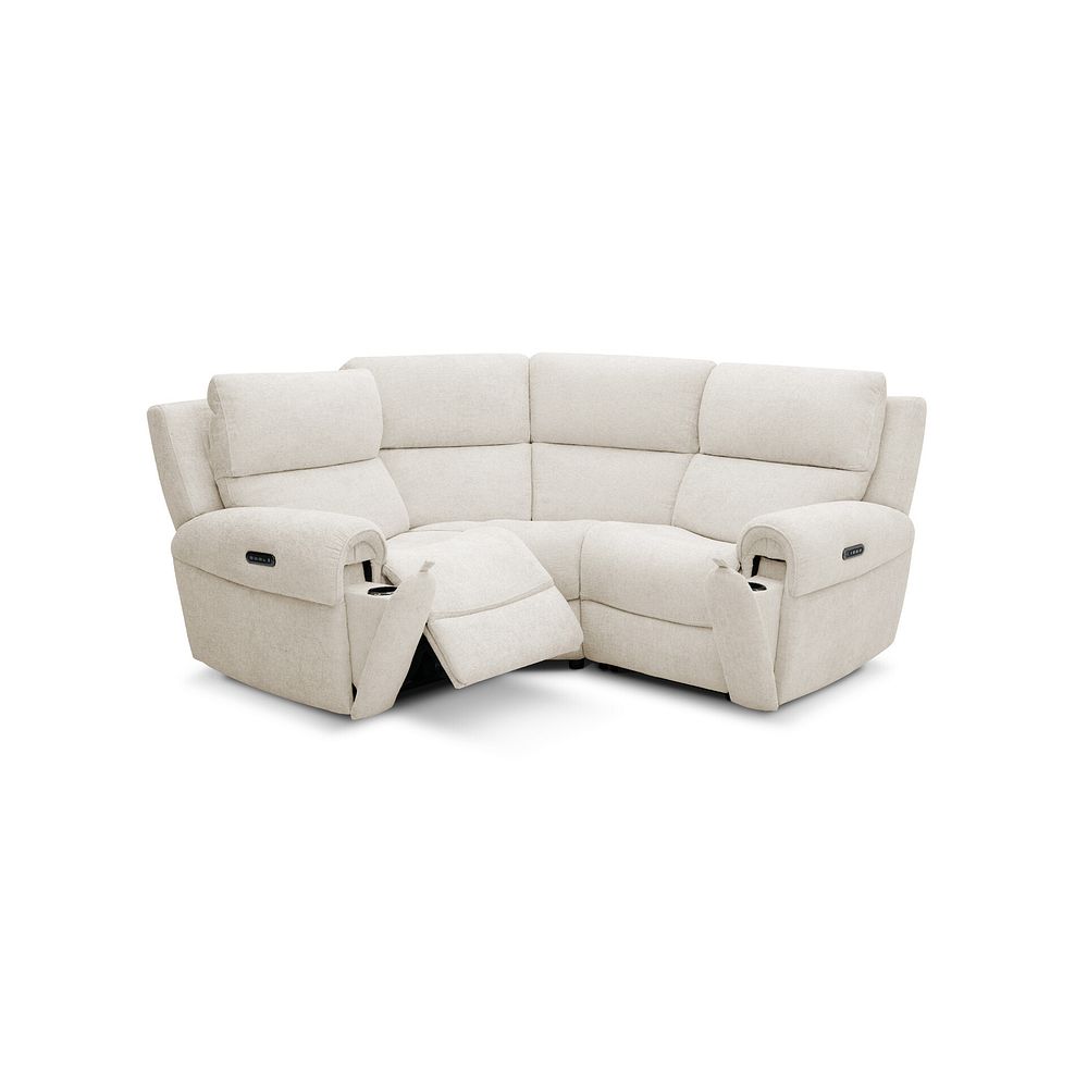 Ezra Group 1 Electric Recliner with Power Headrest & Lumbar Support in Hopsack Natural Fabric 3