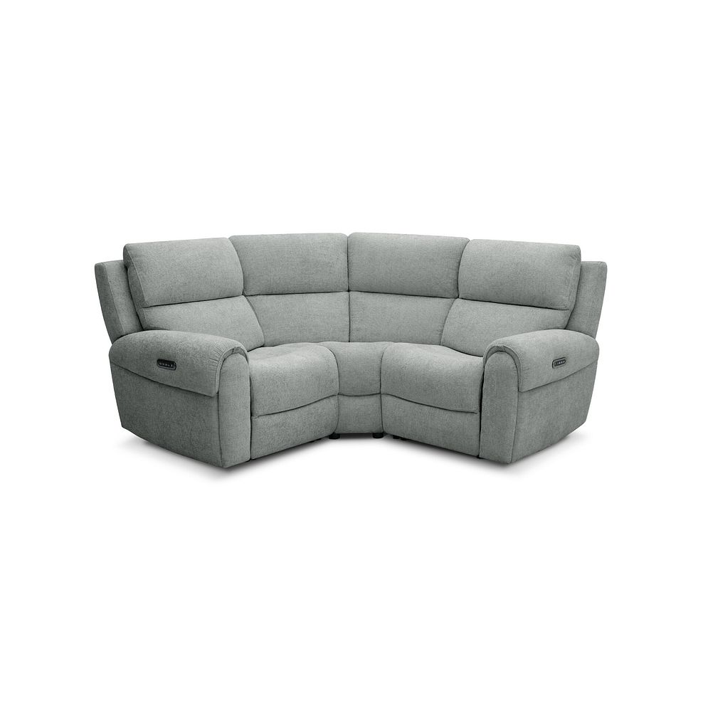 Ezra Group 1 Electric Recliner with Power Headrest & Lumbar Support in Hopsack Platinum Fabric 1