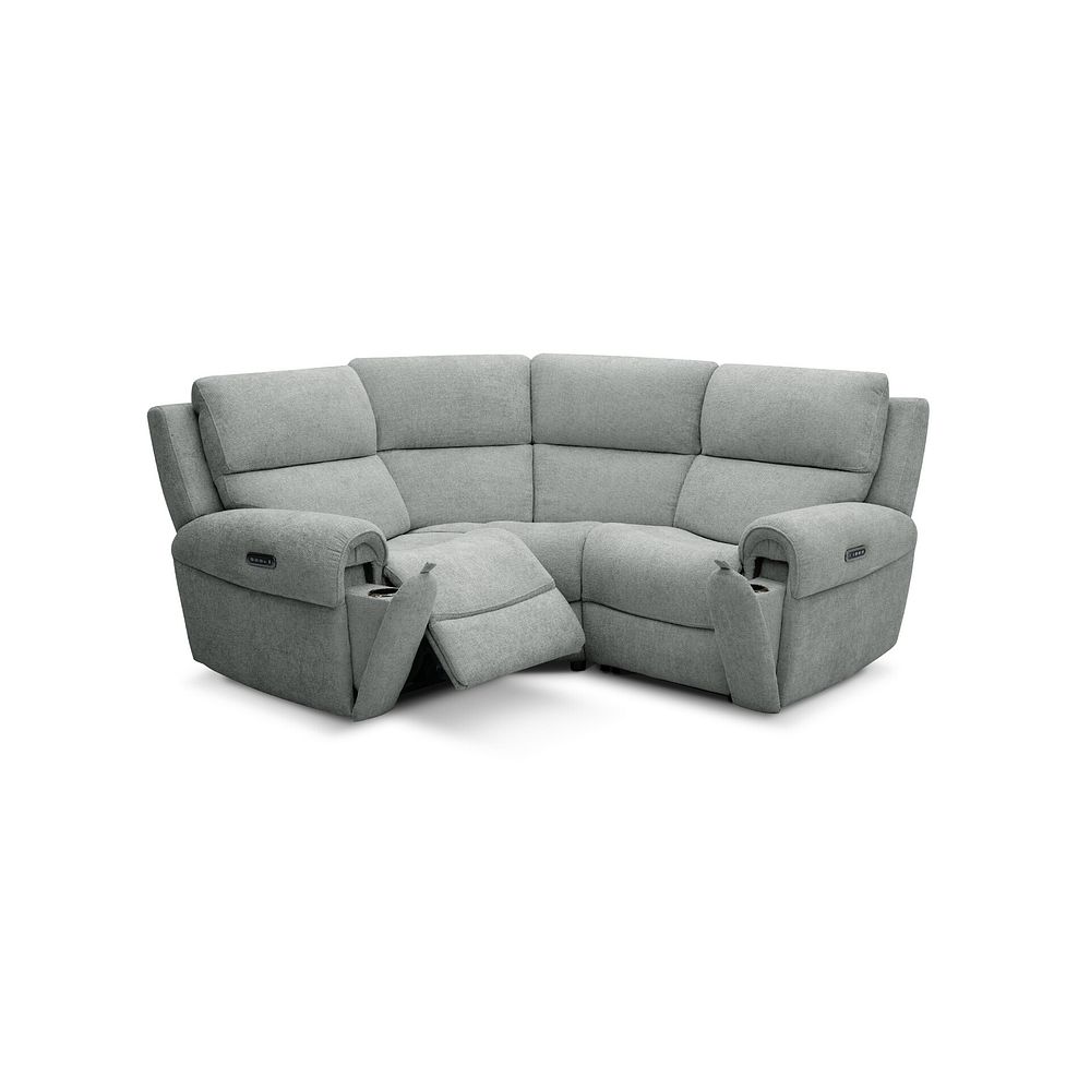 Ezra Group 1 Electric Recliner with Power Headrest & Lumbar Support in Hopsack Platinum Fabric 2
