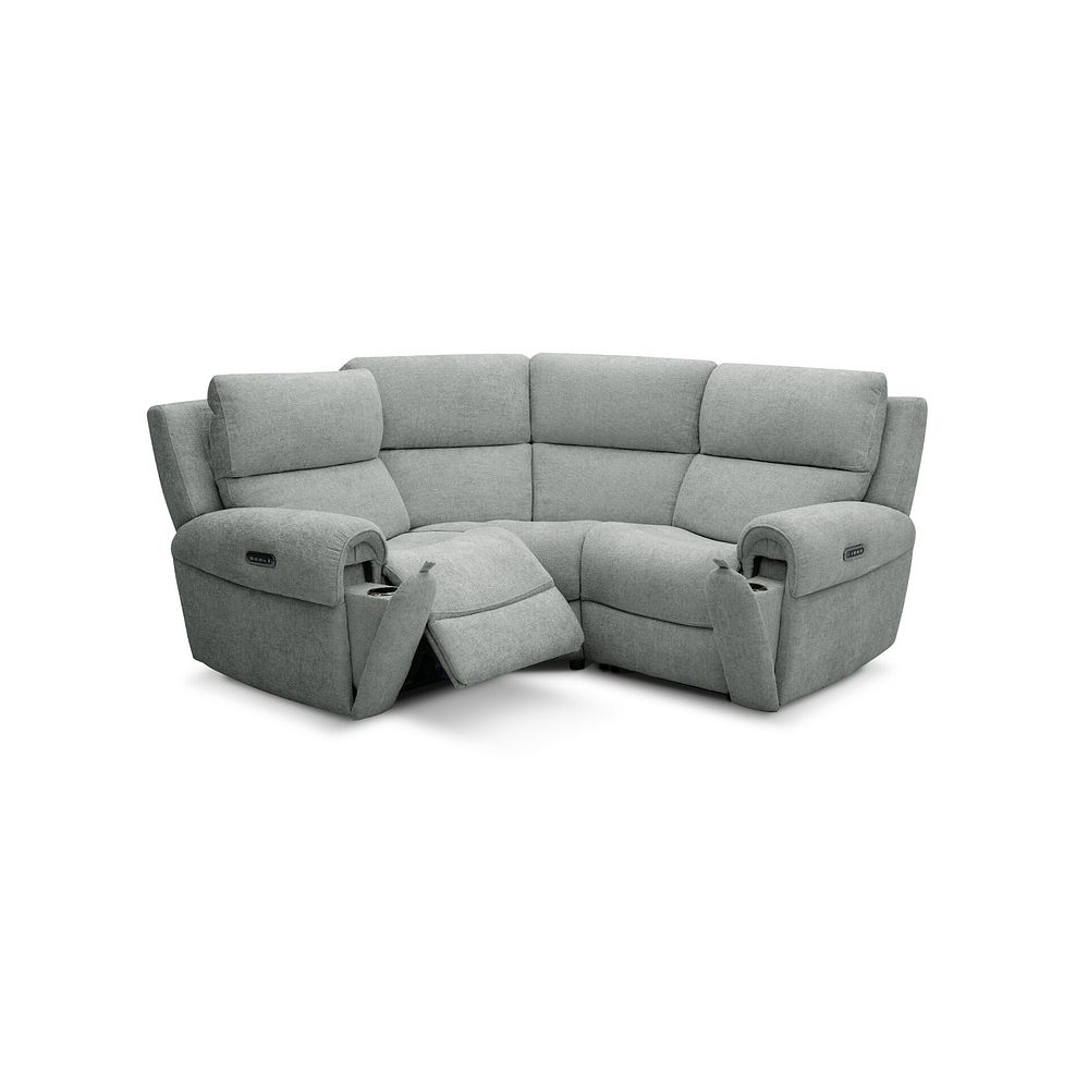 Ezra Group 1 Electric Recliner with Power Headrest & Lumbar Support in Hopsack Platinum Fabric 3