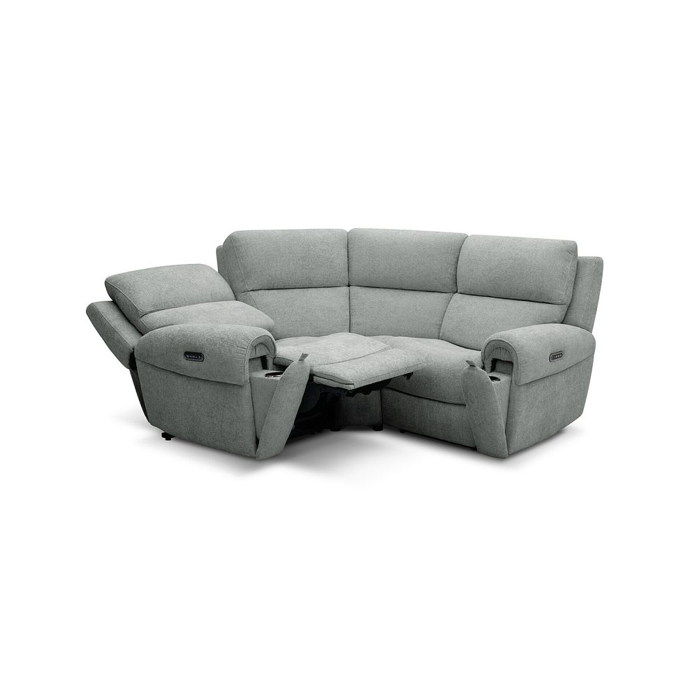 Ezra Group 1 Electric Recliner with Power Headrest & Lumbar Support in Hopsack Platinum Fabric 5