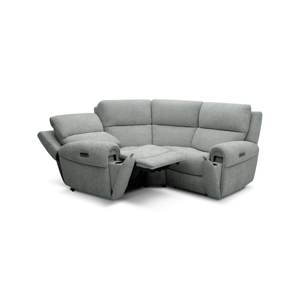 Ezra Group 1 Electric Recliner with Power Headrest & Lumbar Support in Hopsack Platinum Fabric 6