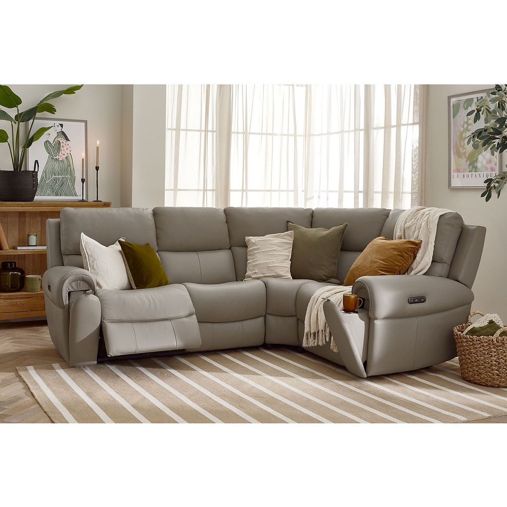 Ezra Group 2 Electric Recliner - Left Hand in Oyster Leather 1
