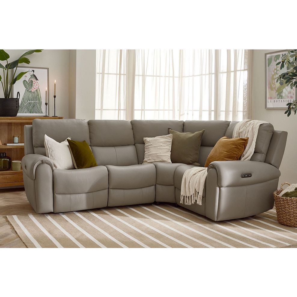 Ezra Group 2 Electric Recliner - Left Hand in Oyster Leather 2