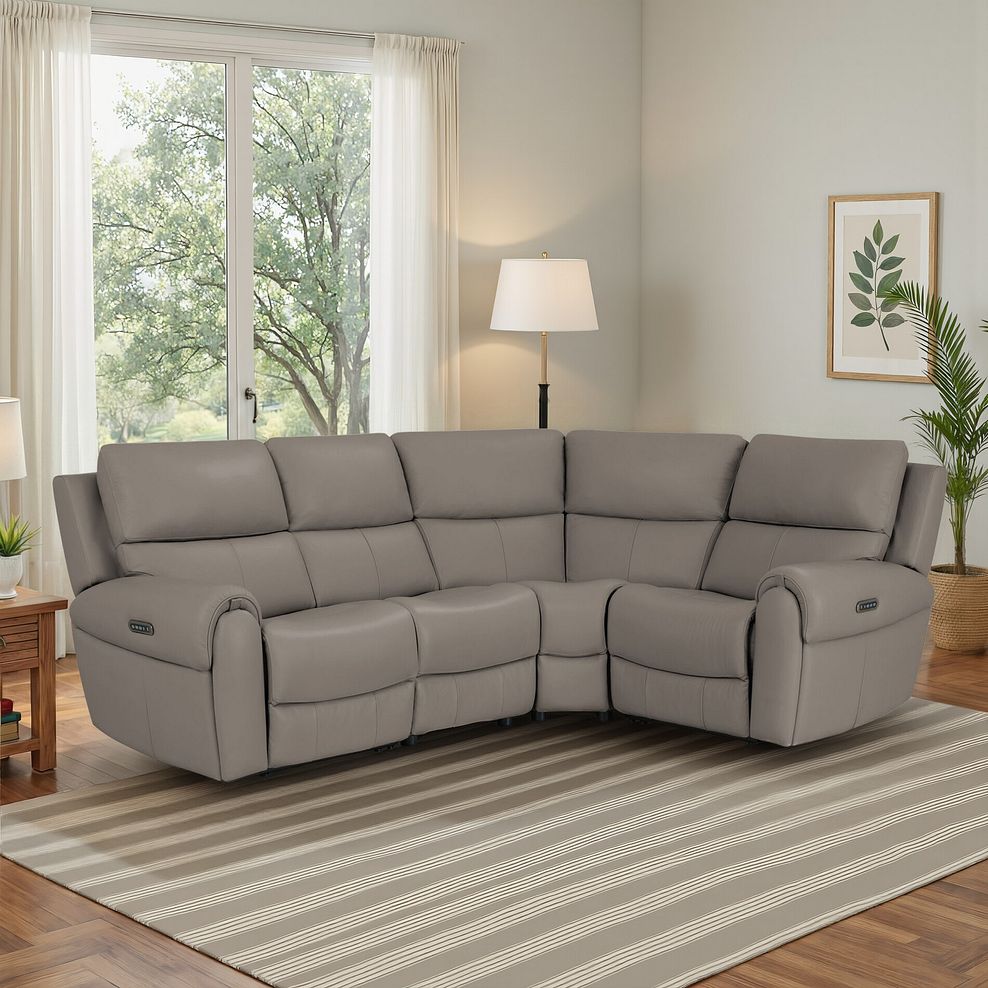 Ezra Group 2 Electric Recliner - Left Hand in Oyster Leather 17