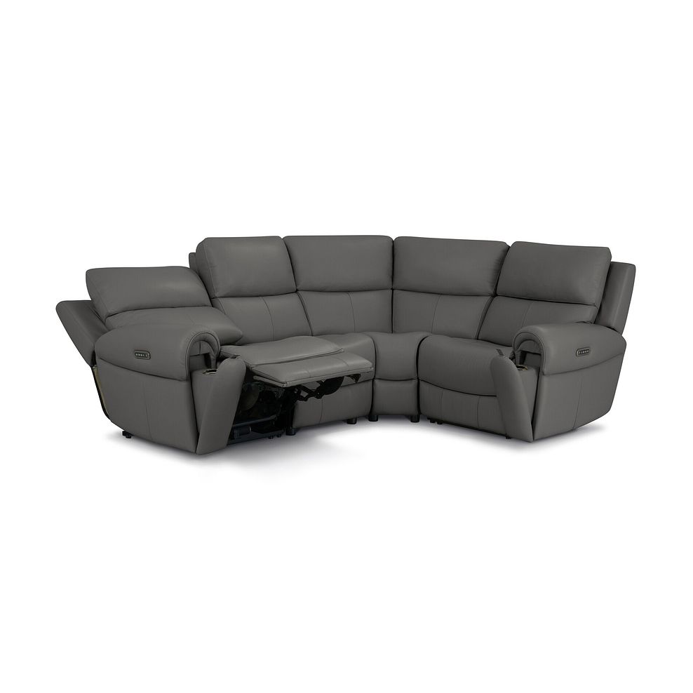 Ezra Group 2 Electric Recliner with Power Headrest & Lumbar Support - Left Hand in Elephant Grey Leather 4