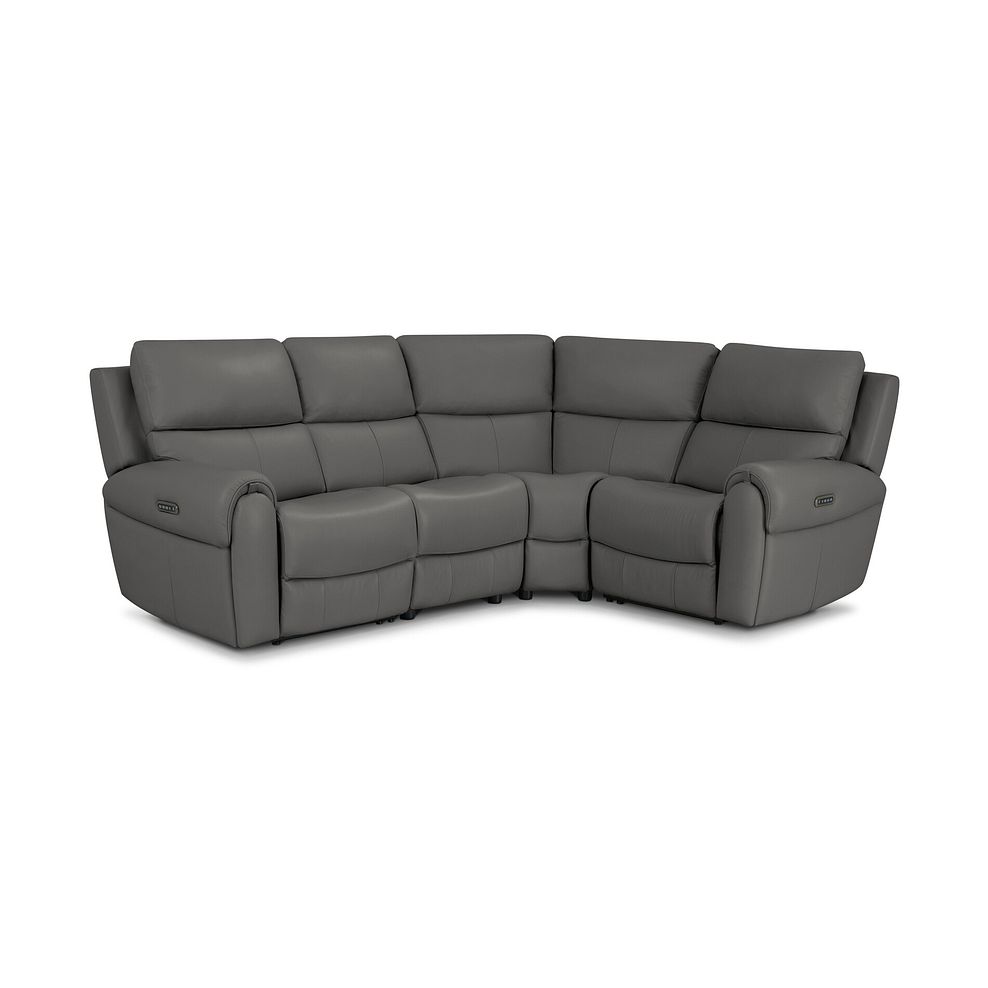 Ezra Group 2 Electric Recliner with Power Headrest & Lumbar Support - Left Hand in Elephant Grey Leather 1