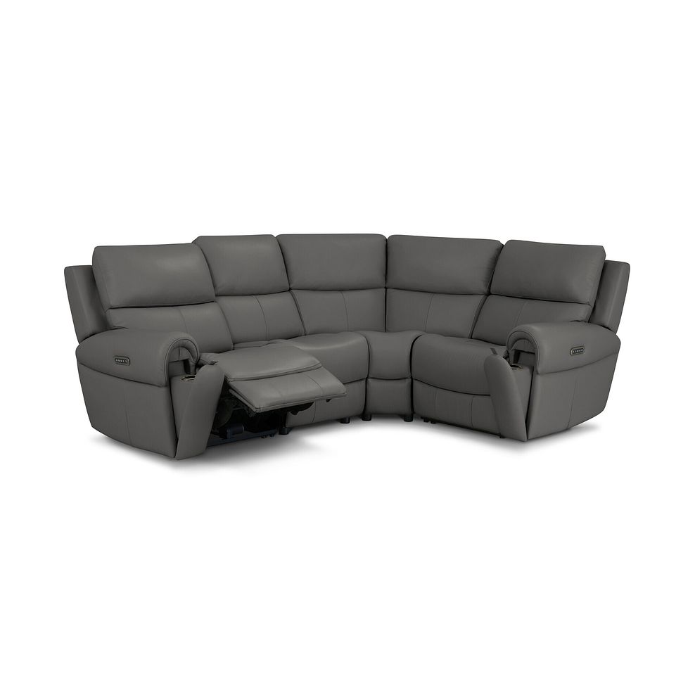 Ezra Group 2 Electric Recliner with Power Headrest & Lumbar Support - Left Hand in Elephant Grey Leather 2