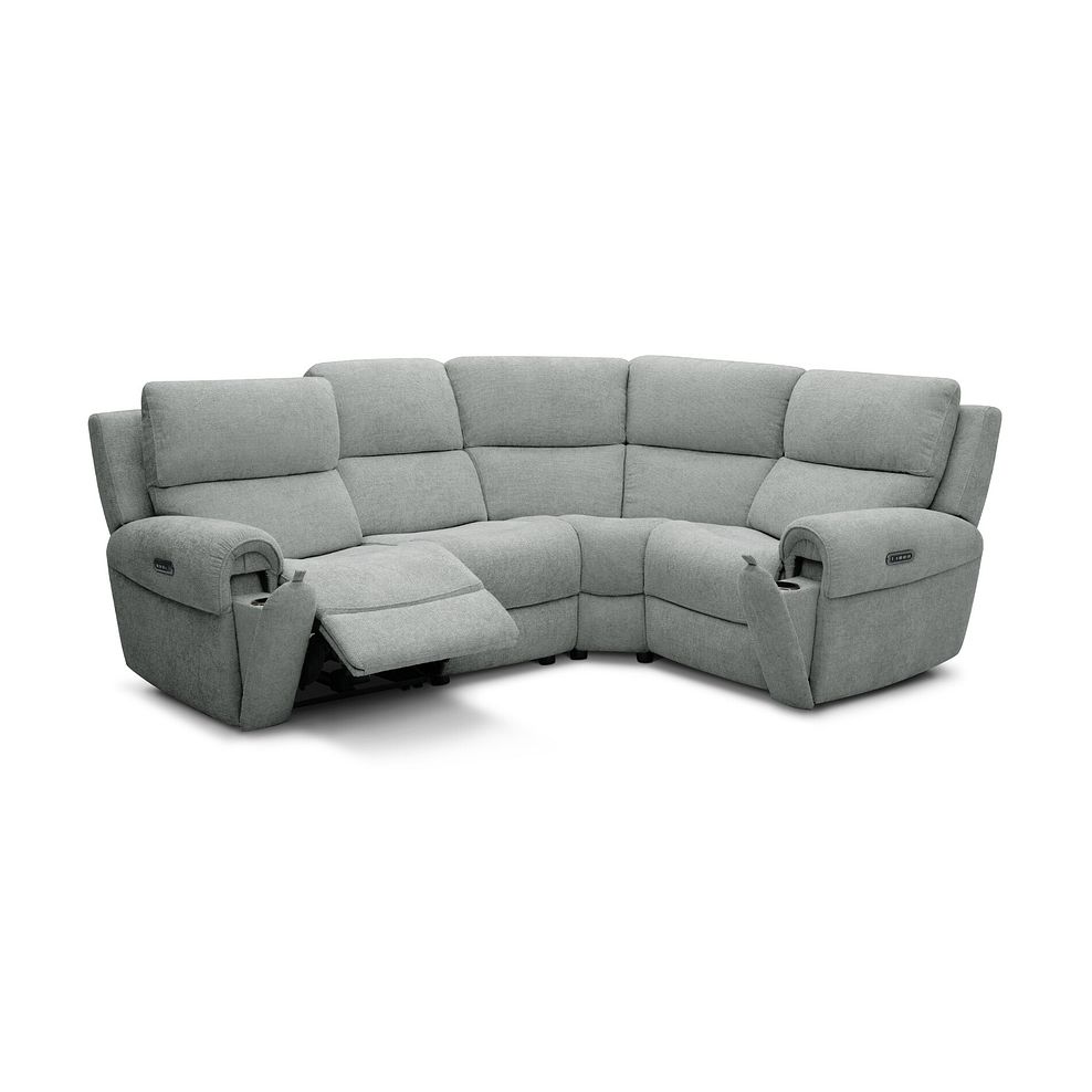 Ezra Group 2 Electric Recliner with Power Headrest & Lumbar Support - Left Hand in Hopsack Platinum Fabric 3