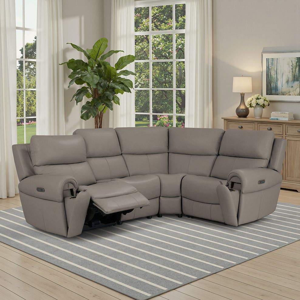 Ezra Group 2 Electric Recliner with Power Headrest & Lumbar Support - Left Hand in Oyster Leather 14