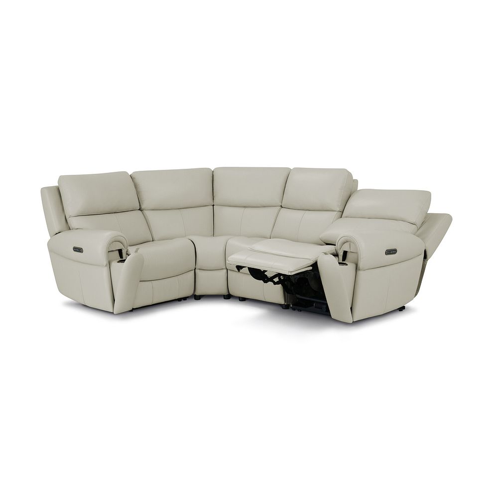 Ezra Group 2 Electric Recliner with Power Headrest & Lumbar Support - Right Hand in Bone China Leather 4