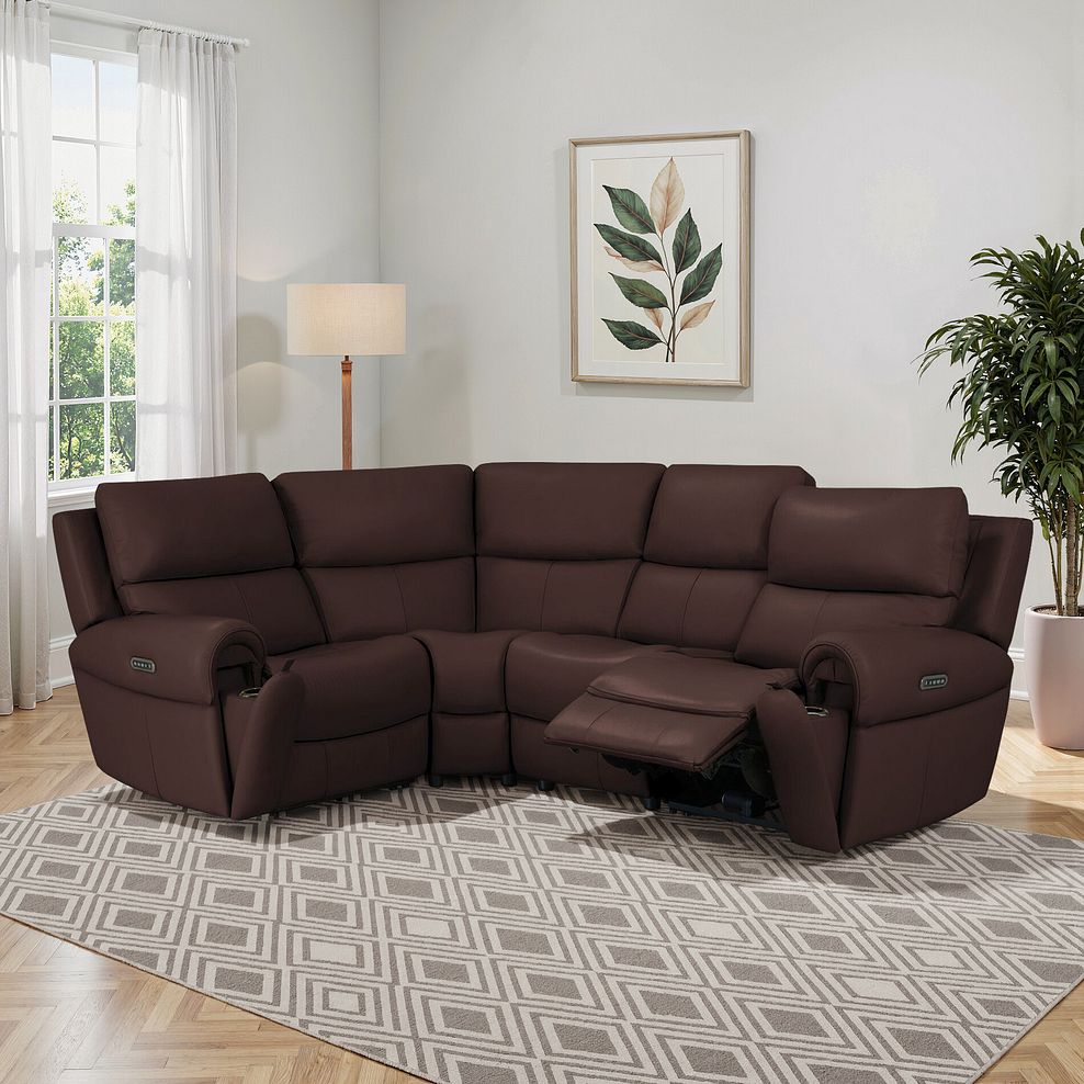 Ezra Group 2 Electric Recliner with Power Headrest & Lumbar Support - Right Hand in Chestnut Leather 1