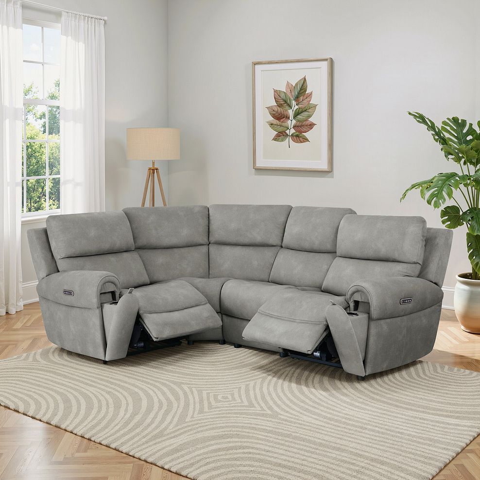 Ezra Group 2 Electric Recliner with Power Headrest & Lumbar Support - Right Hand in Dexter Stone Fabric 1