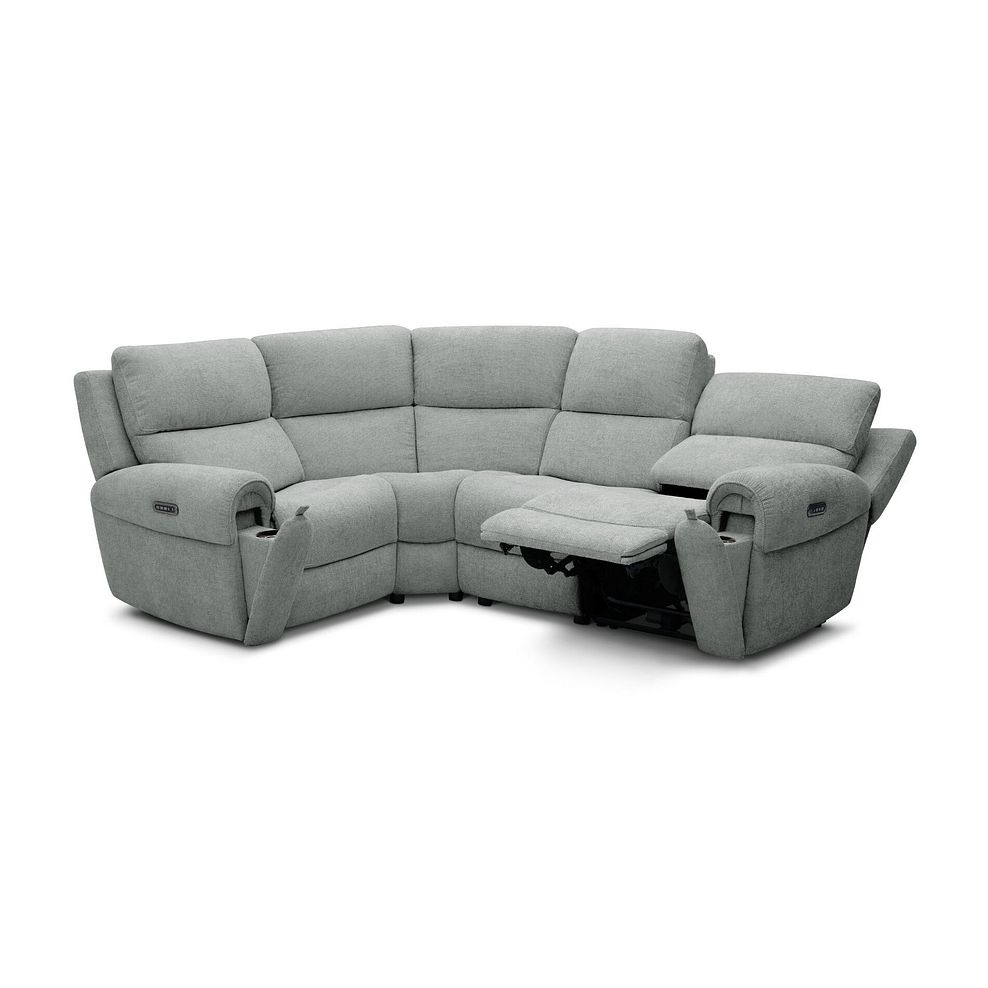 Ezra Group 2 Electric Recliner with Power Headrest & Lumbar Support - Right Hand in Hopsack Platinum Fabric 4