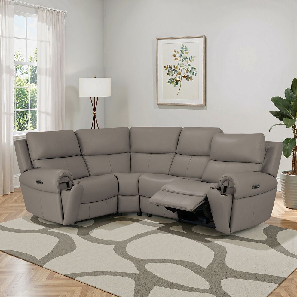 Ezra Group 2 Electric Recliner with Power Headrest & Lumbar Support - Right Hand in Oyster Leather 1