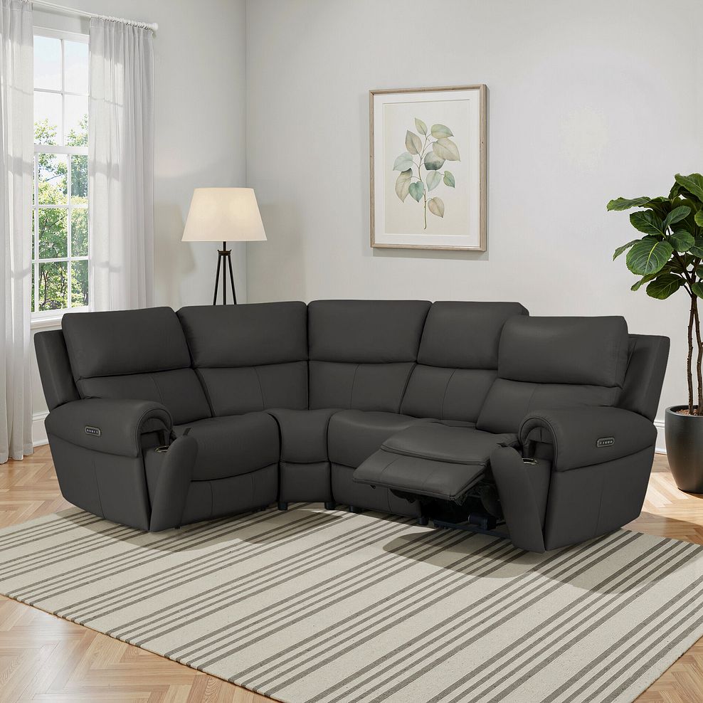 Ezra Group 2 Electric Recliner with Power Headrest & Lumbar Support - Right Hand in Storm Leather 1