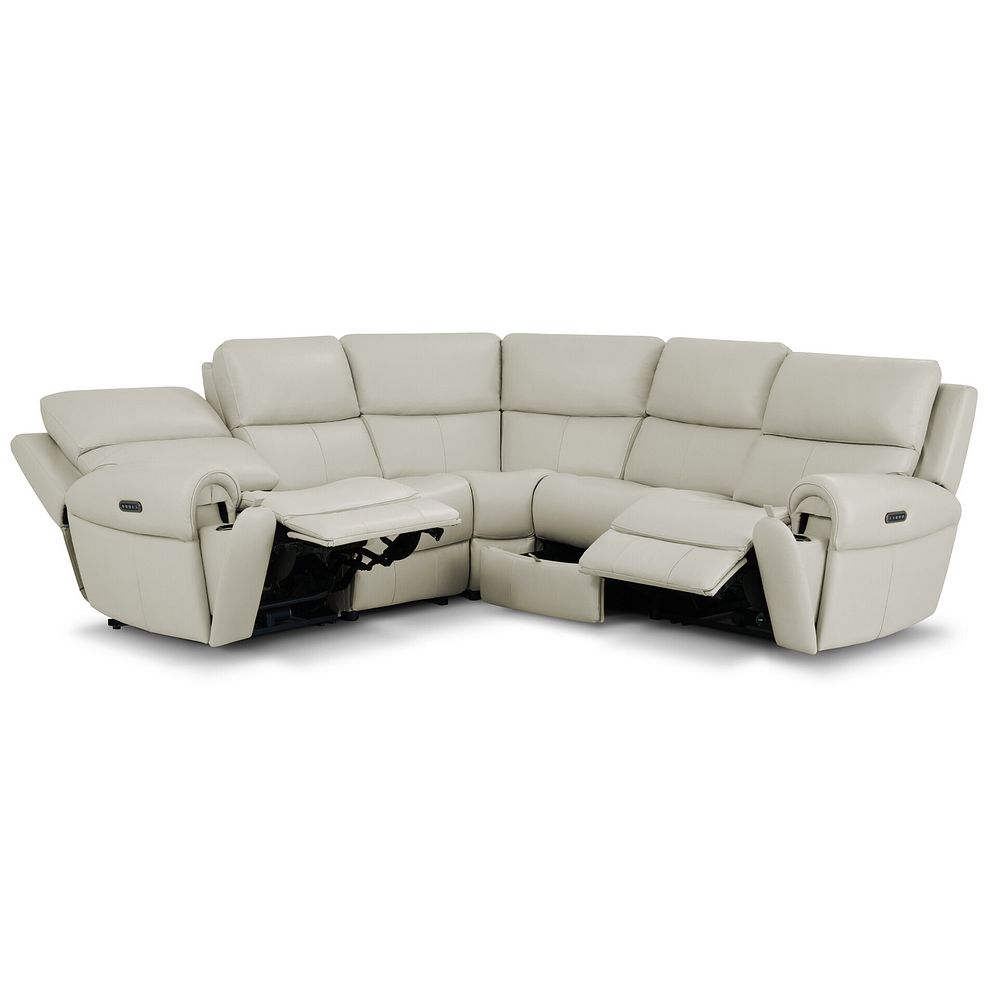 Ezra Group 3 Electric Recliner with 1 Storage Drawer in Bone China Leather 3