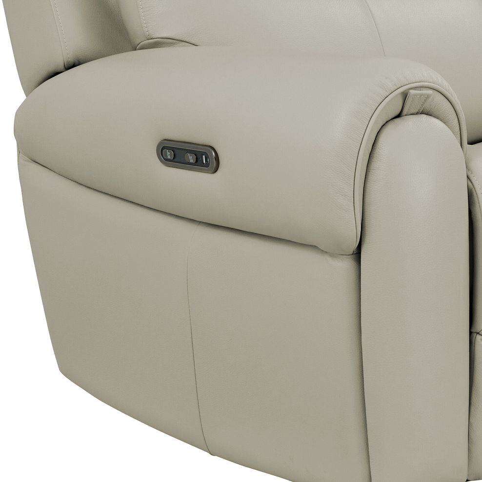 Ezra Group 3 Electric Recliner with 1 Storage Drawer in Bone China Leather 10
