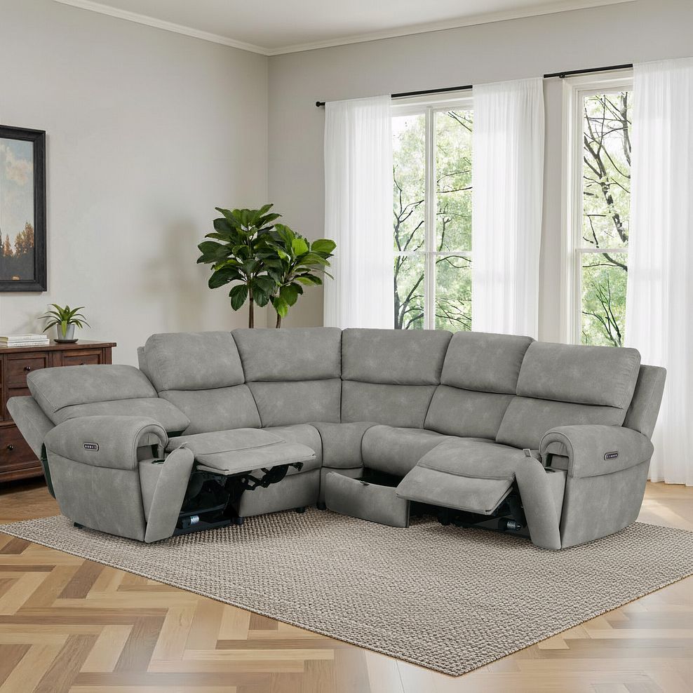 Ezra Group 3 Electric Recliner with 1 Storage Drawer in Dexter Stone Fabric 1