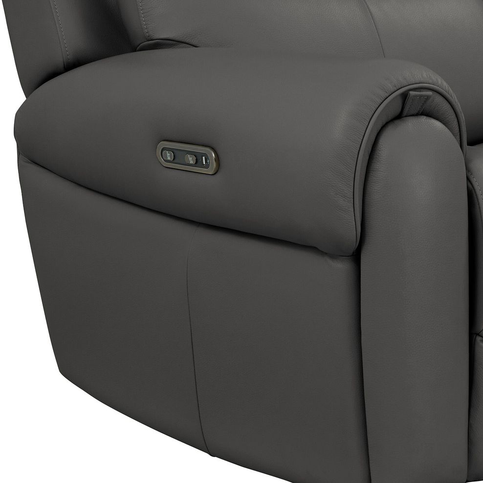 Ezra Group 3 Electric Recliner with 1 Storage Drawer in Elephant Grey Leather 10