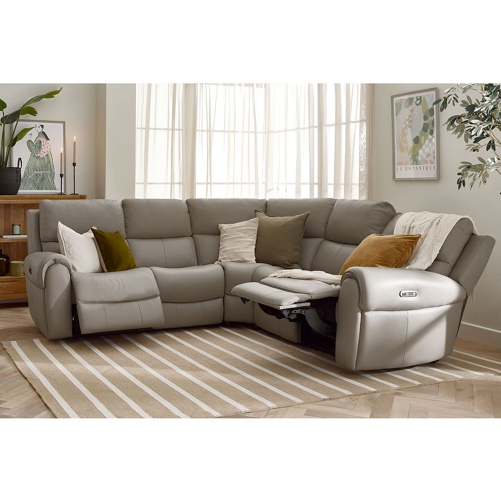 Ezra Group 3 Electric Recliner with 1 Storage Drawer in Oyster Leather 2