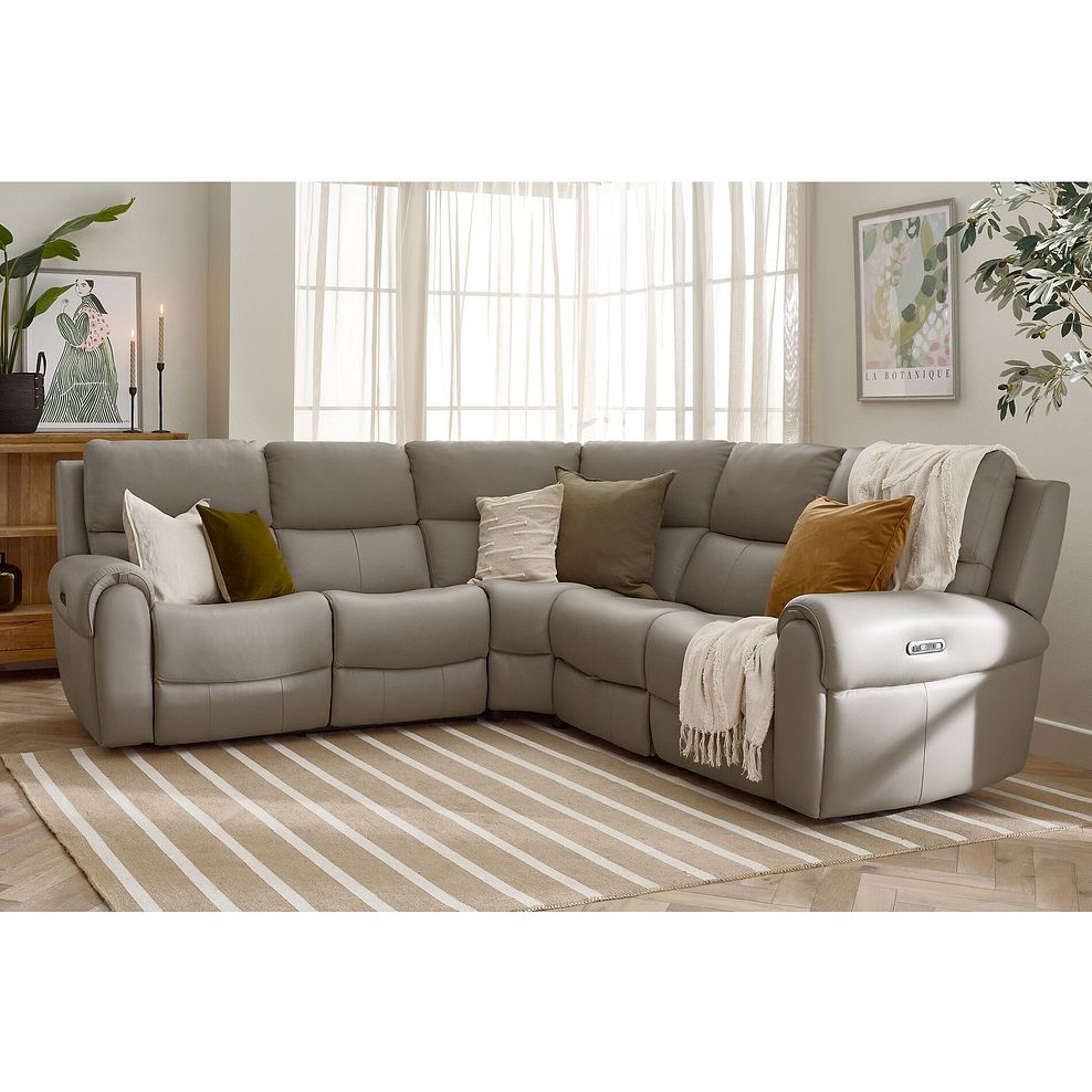 Ezra Group 3 Electric Recliner with 1 Storage Drawer in Oyster Leather 1