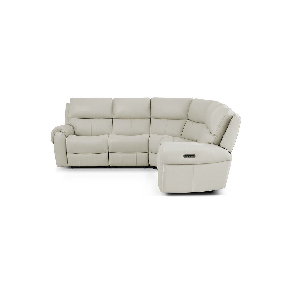 Ezra Group 3 Electric Recliner with Power Headrest & Lumbar Support with 1 Storage Drawer in Bone China Leather 5