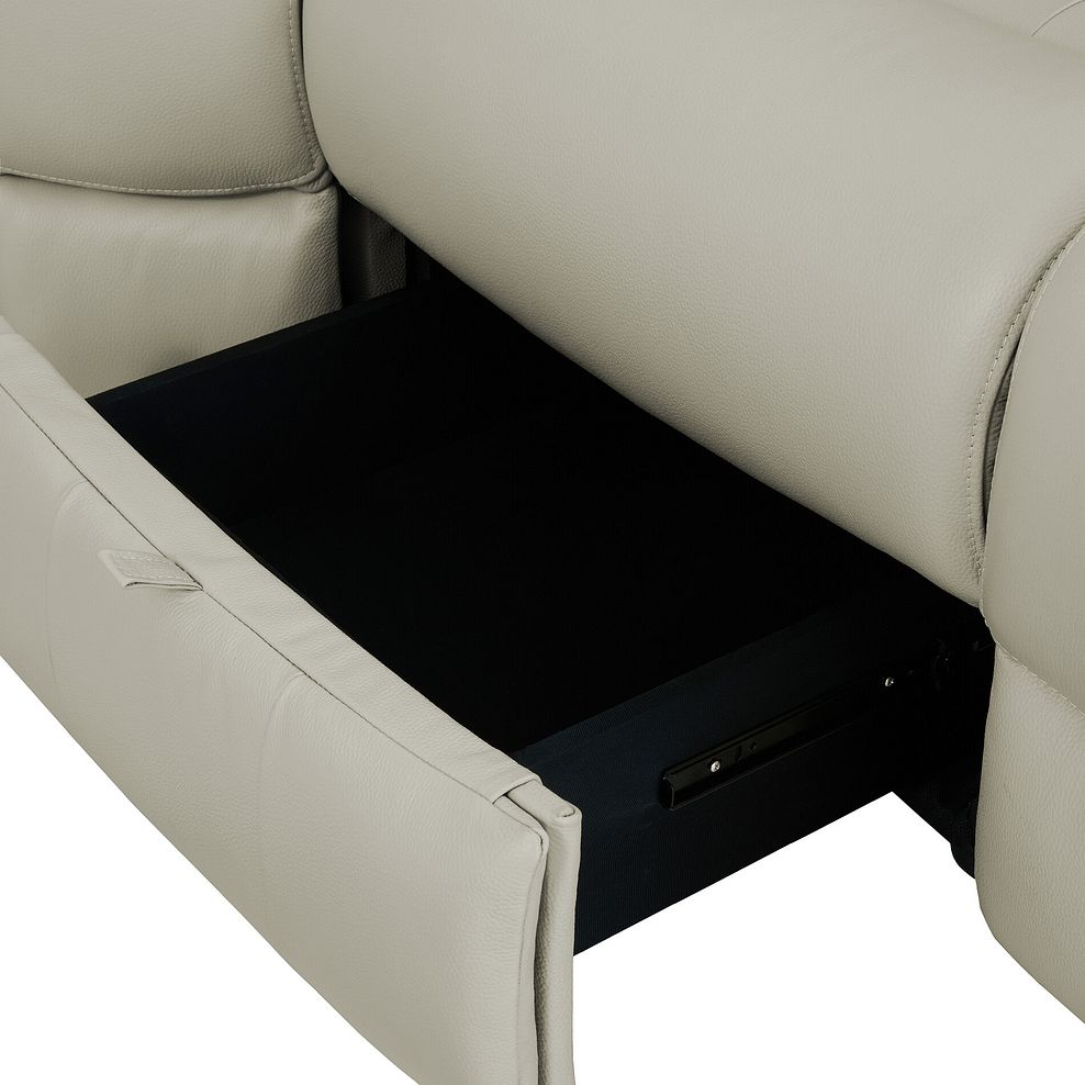 Ezra Group 3 Electric Recliner with Power Headrest & Lumbar Support with 1 Storage Drawer in Bone China Leather 8