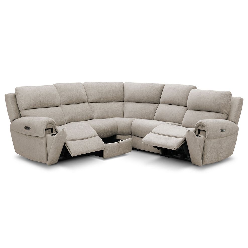Ezra Group 3 Electric Recliner with Power Headrest  Lumbar Support with 1 Storage Drawer in Darwin Mink Fabric 6