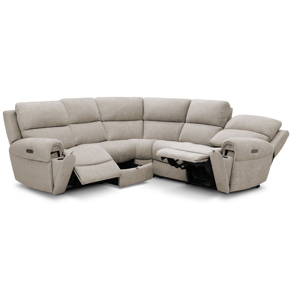 Ezra Group 3 Electric Recliner with Power Headrest  Lumbar Support with 1 Storage Drawer in Darwin Mink Fabric 7