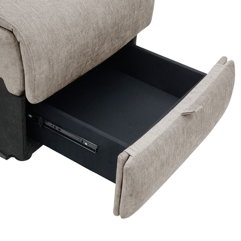 Ezra Group 3 Electric Recliner with Power Headrest  Lumbar Support with 1 Storage Drawer in Darwin Mink Fabric 17