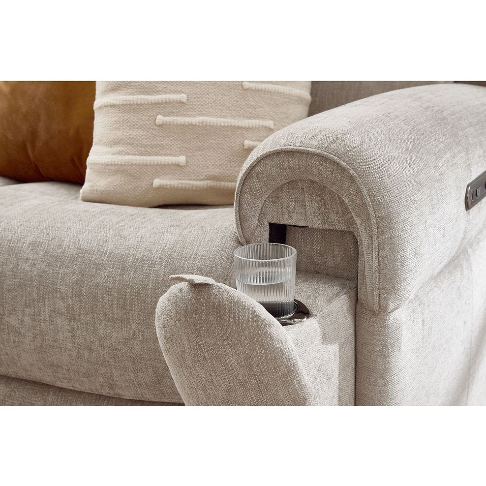 Ezra Group 3 Electric Recliner with Power Headrest  Lumbar Support with 1 Storage Drawer in Darwin Mink Fabric 4