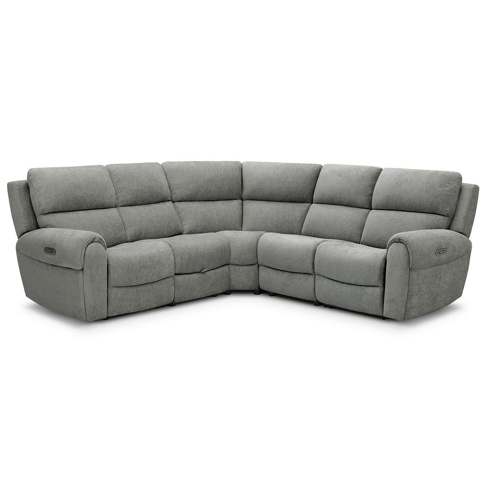 Ezra Group 3 Electric Recliner with Power Headrest & Lumbar Support with 1 Storage Drawer in Darwin Mushroom Fabric 1