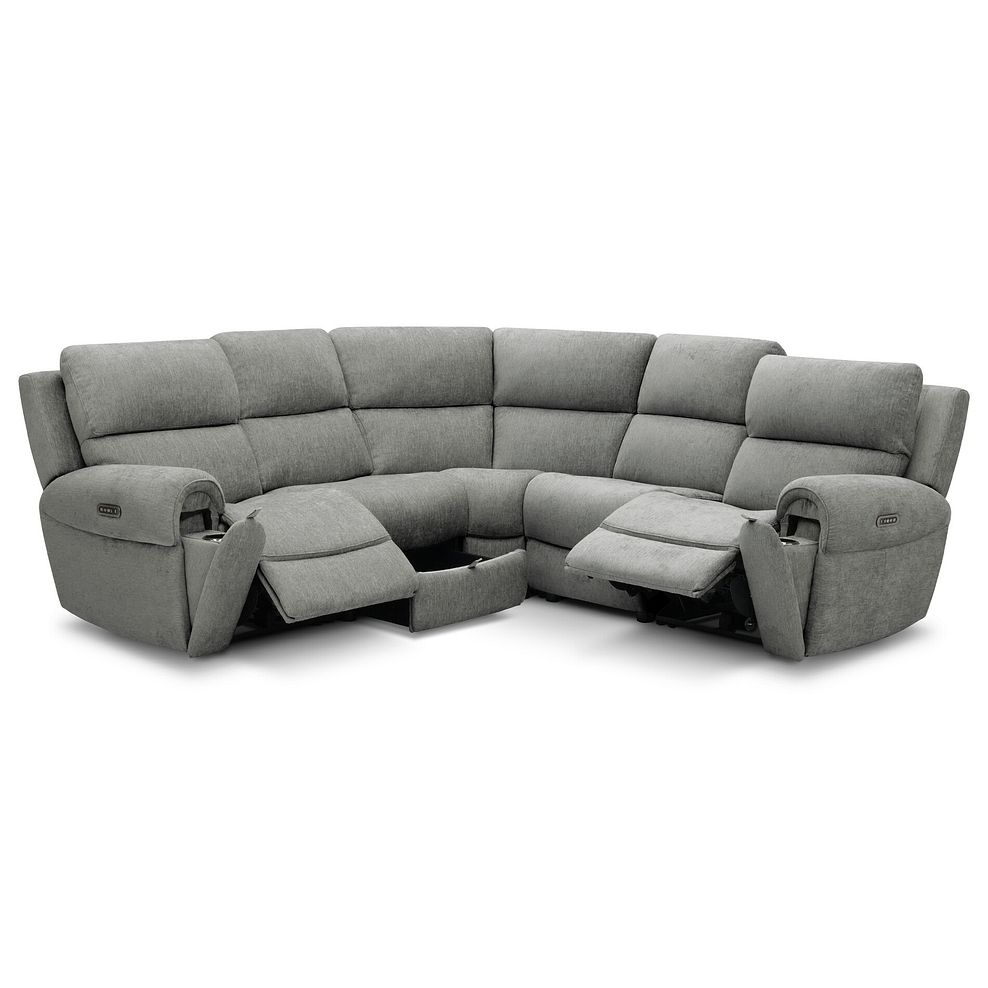 Ezra Group 3 Electric Recliner with Power Headrest & Lumbar Support with 1 Storage Drawer in Darwin Mushroom Fabric 2