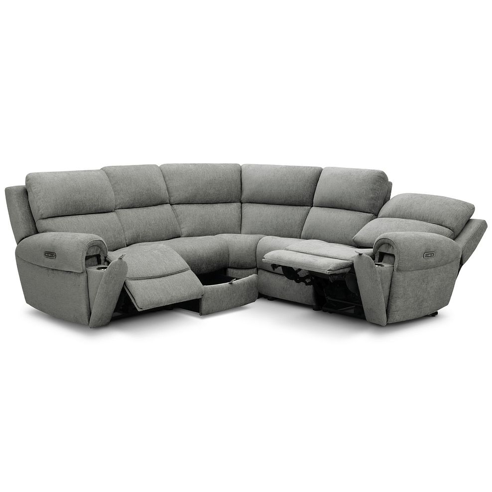 Ezra Group 3 Electric Recliner with Power Headrest & Lumbar Support with 1 Storage Drawer in Darwin Mushroom Fabric 3