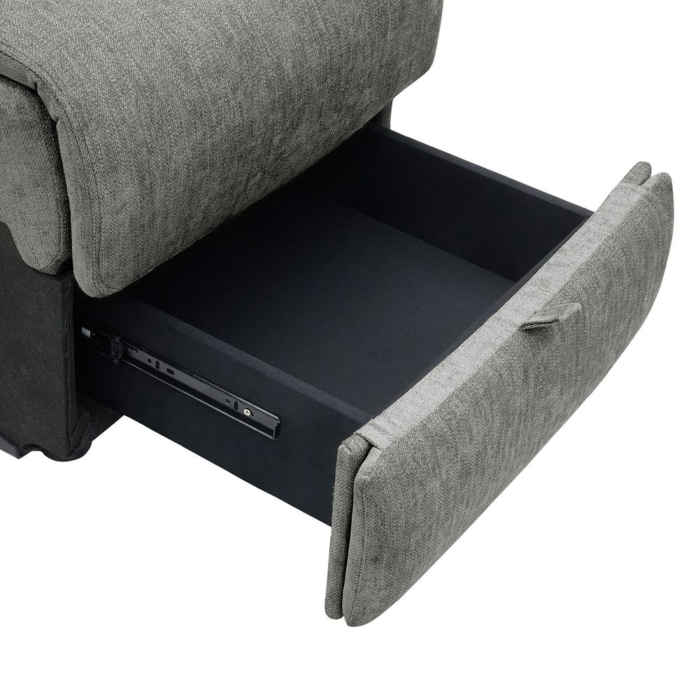 Ezra Group 3 Electric Recliner with Power Headrest & Lumbar Support with 1 Storage Drawer in Darwin Mushroom Fabric 13