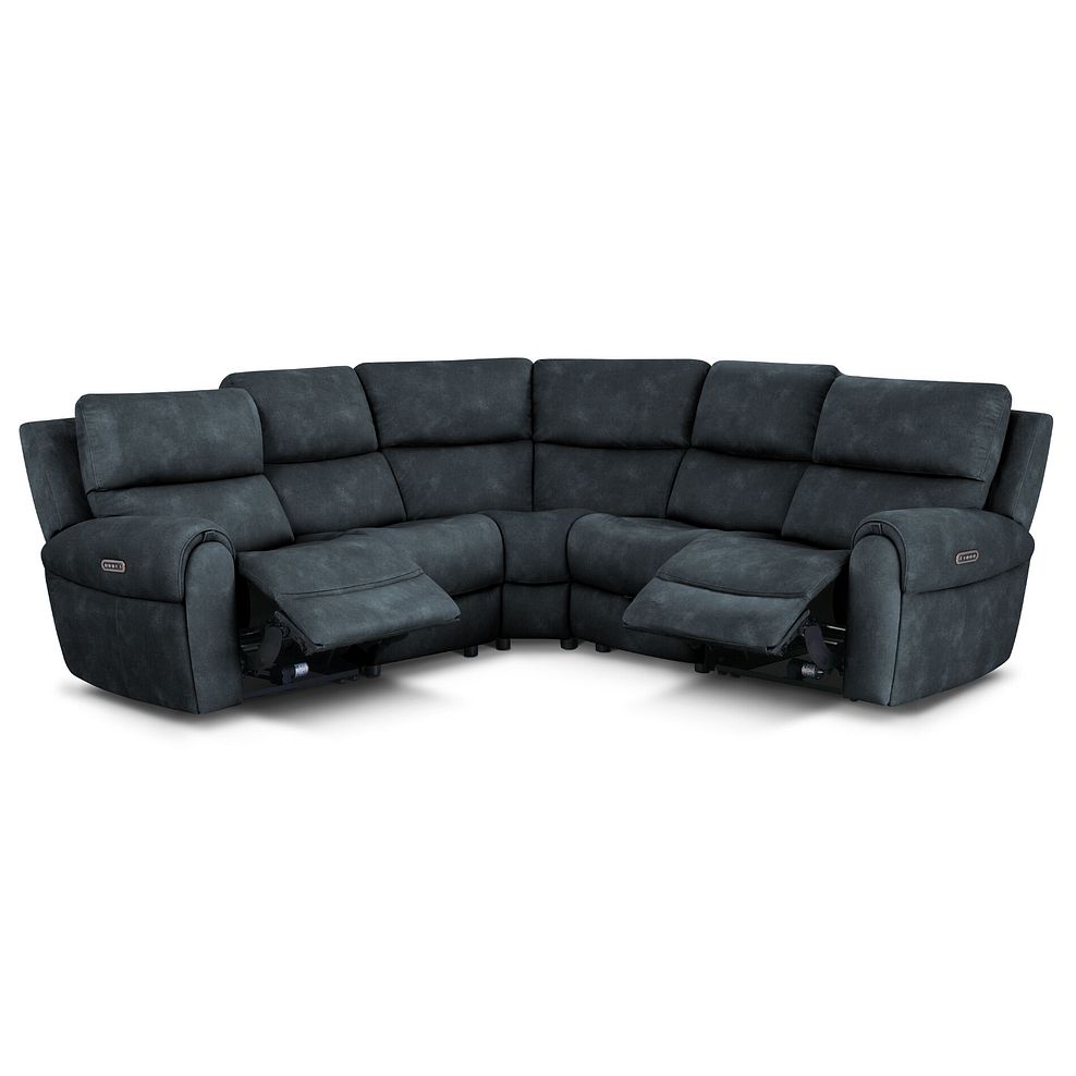 Ezra Group 3 Electric Recliner with Power Headrest & Lumbar Support with 1 Storage Drawer in Dexter Shadow Fabric 2